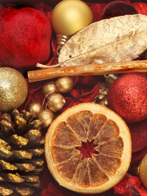 Pot pourri avec boules de noel / visiondeco